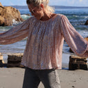 Blouse Séraphine - sequins dorés / doublure coton rosé - Quintessence