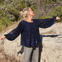 Blouse Séraphine - sequins marine / doublure coton marine - Quintessence