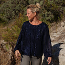 Blouse Séraphine - sequins marine / doublure coton marine - Quintessence