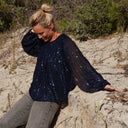 Blouse Séraphine - sequins marine / doublure coton marine - Quintessence