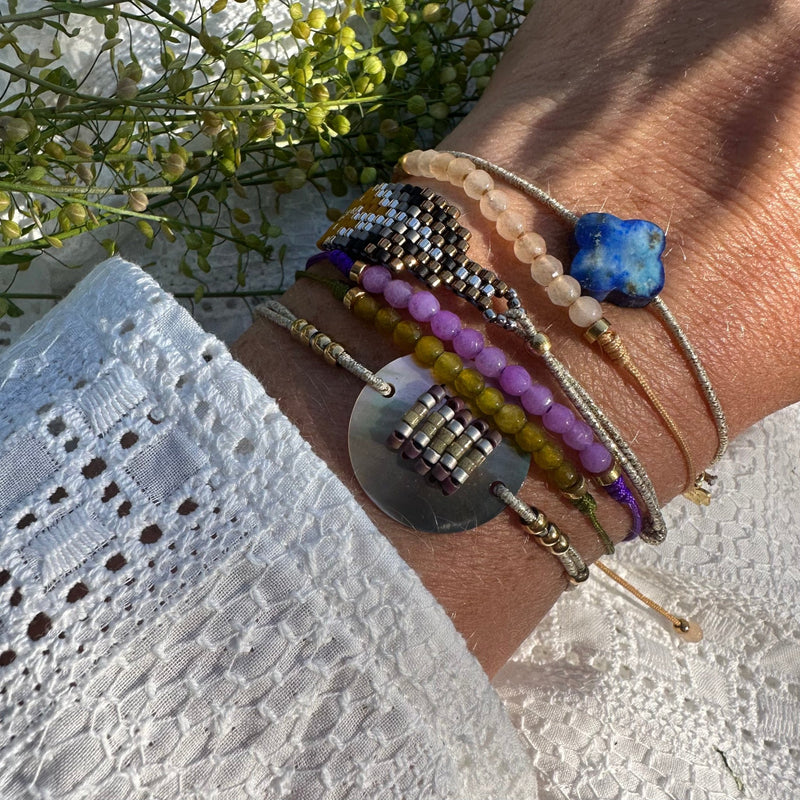 Bracelet élastique Félicité fleur lapis lazuli - Quintessence