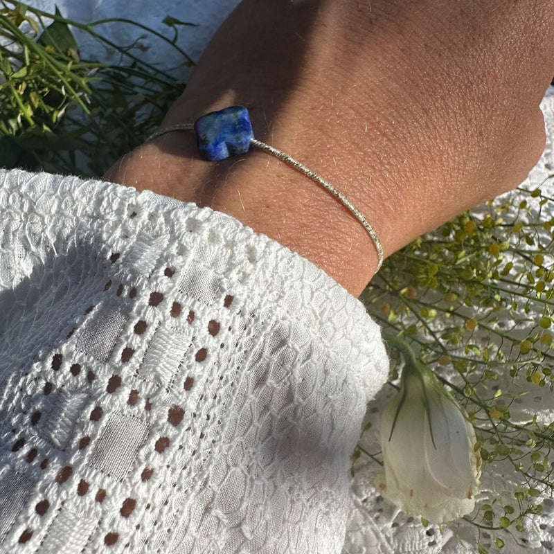 Bracelet élastique Félicité fleur lapis lazuli - Quintessence