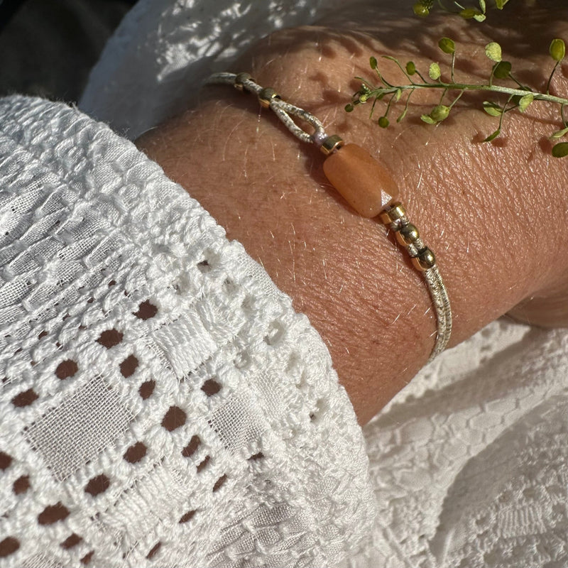 Bracelet élastique Félicité pierre de soleil bizautée - Quintessence