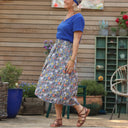 Coupon coton marine fleuri 160x140 (Q8) - Quintessence