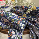 Coupon coton marine fleuri 160x140 (Q8) - Quintessence