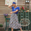 Coupon coton marine fleuri 160x140 (Q8) - Quintessence