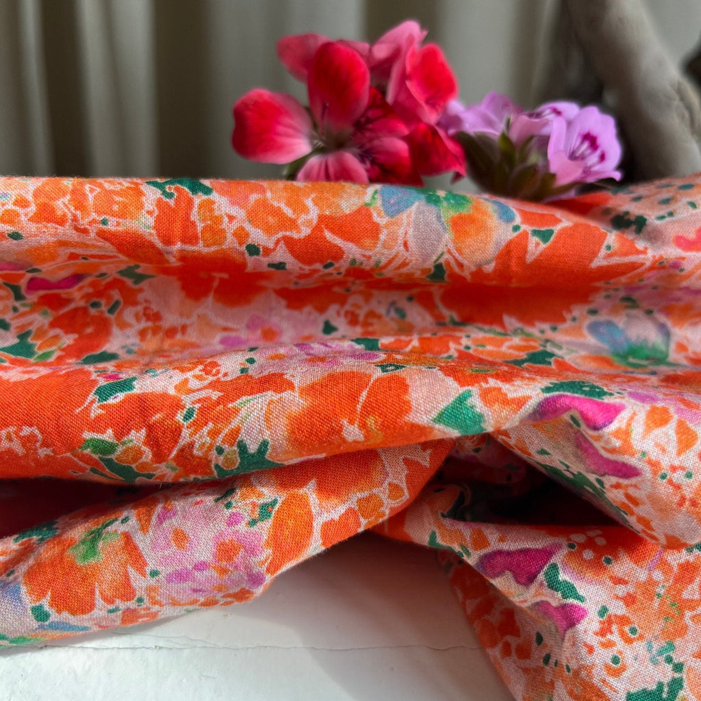 Coupon voile de coton fleurs de Palawan 130x360 (K16) - Quintessence