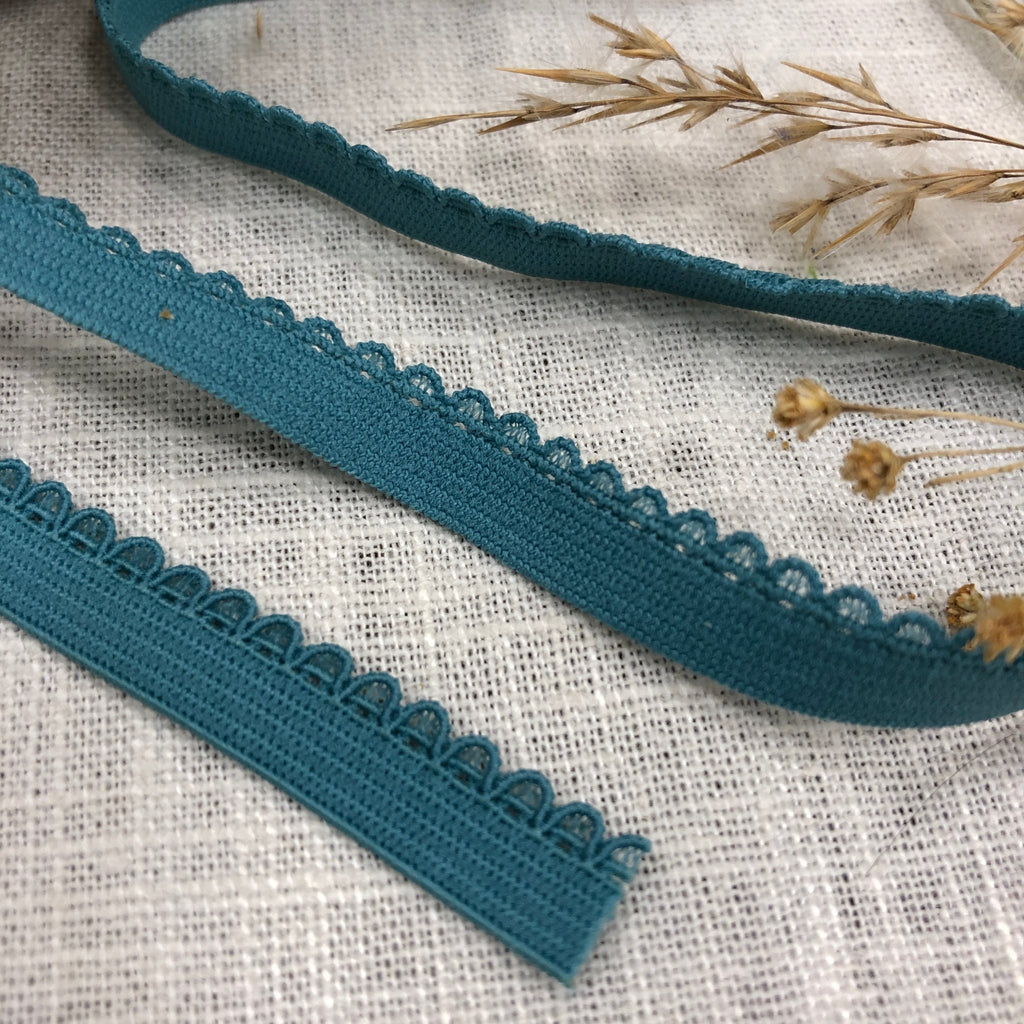Élastique lingerie crochet bleu turquoise - au mètre - Quintessence