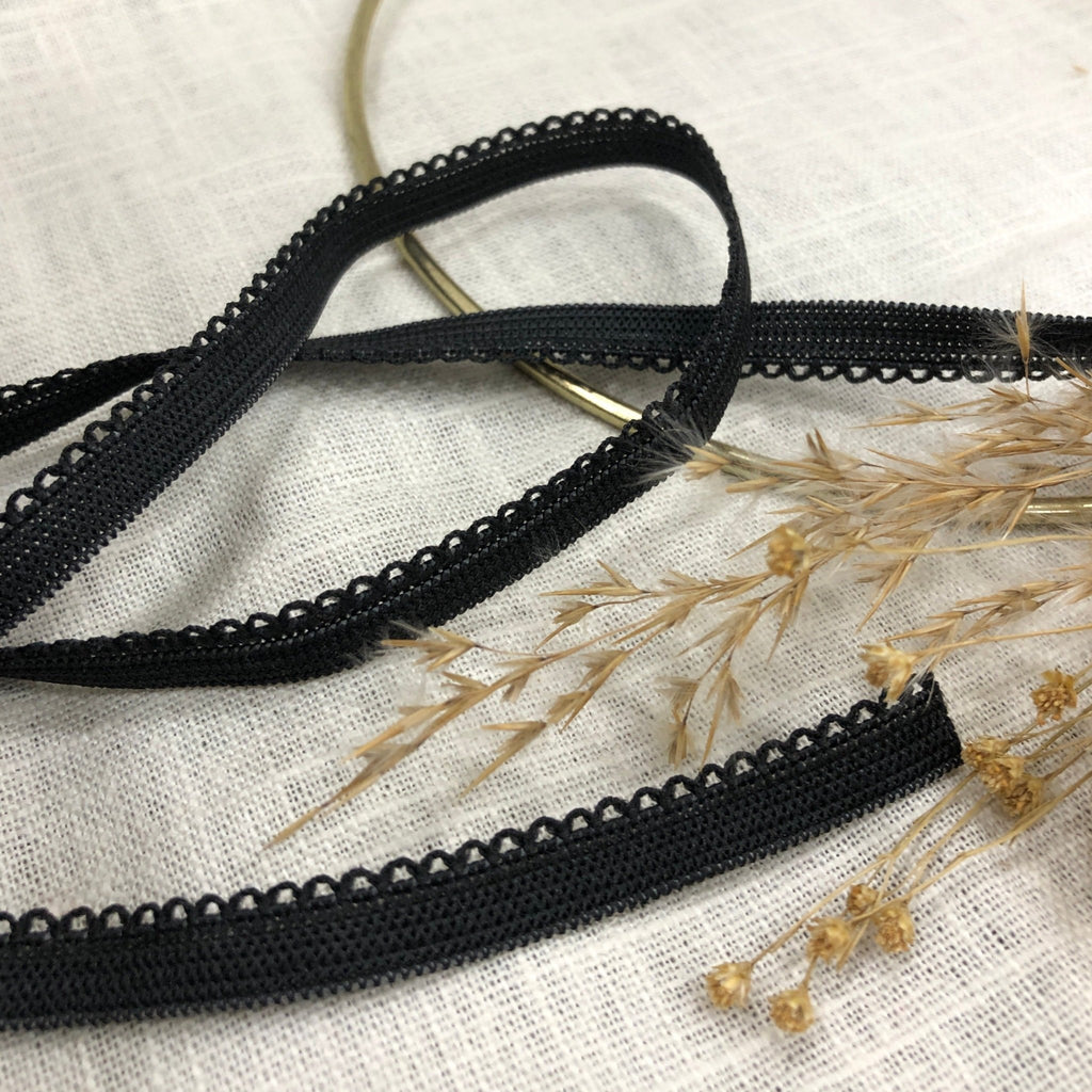 Élastique lingerie crochet noir petites ondulations - au mètre - Quintessence