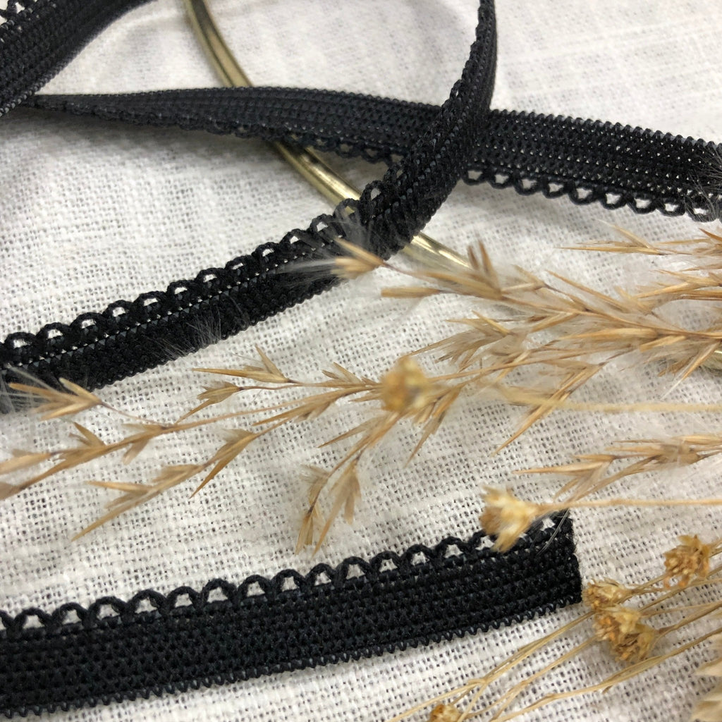 Élastique lingerie crochet noir petites ondulations - au mètre - Quintessence