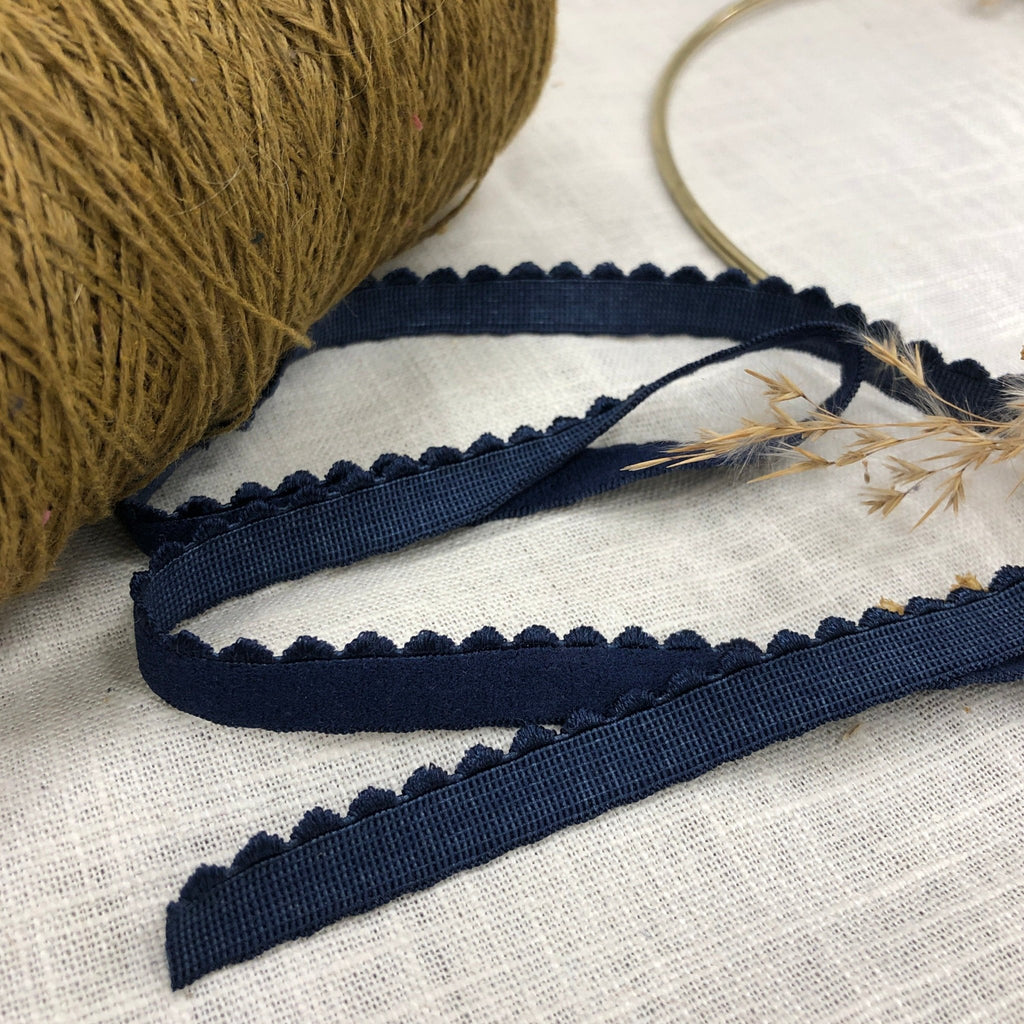 Élastique lingerie ondulé bleu marine - au mètre - Quintessence
