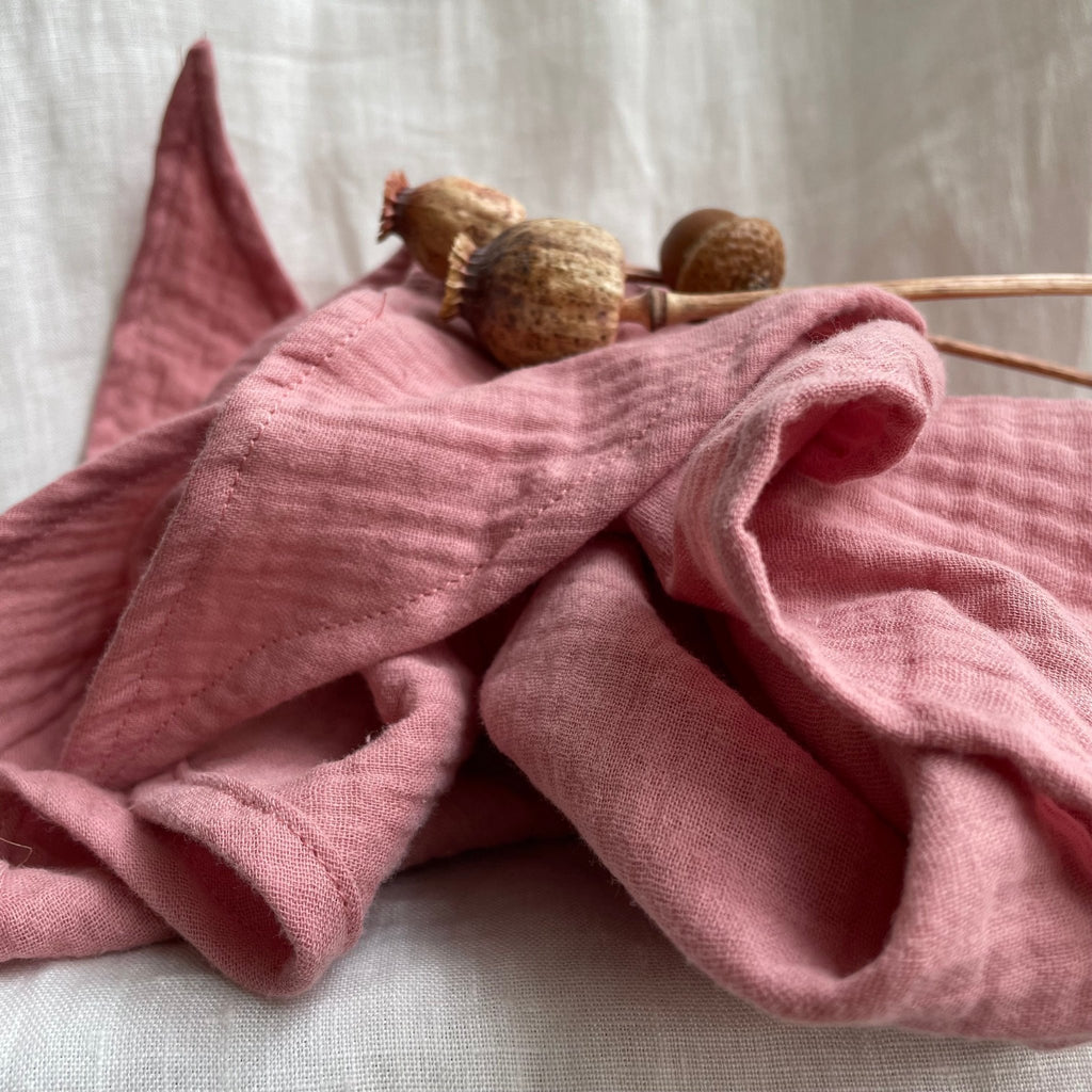 Foulard Opale - double gaze de coton rose d'automne - Quintessence