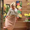 Jupe longue en lin rose poudré Gaïa - Quintessence - Quintessence