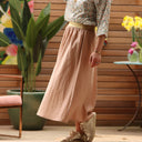 Jupe longue en lin rose poudré Gaïa - Quintessence - Quintessence