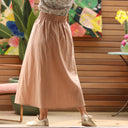 Jupe longue en lin rose poudré Gaïa - Quintessence - Quintessence