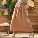 Jupe longue en lin rose poudré Gaïa - Quintessence - Quintessence