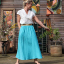 Jupe Rachelle double gaze de coton tie & dye turquoise - 90cm de hauteur - Quintessence