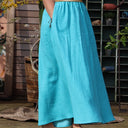 Jupe Rachelle double gaze de coton tie & dye turquoise - 90cm de hauteur - Quintessence