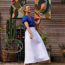 Jupe Tao double gaze de coton fleurie - 92cm de hauteur - Quintessence