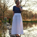 Jupe Tao double gaze de coton fleurie - 92cm de hauteur - Quintessence