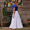 Jupe Tao double gaze de coton fleurie - 92cm de hauteur - Quintessence