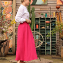 Jupe Tao double gaze de coton rose fushia - 92cm de hauteur - Quintessence