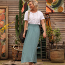 Jupe Tao double gaze de coton vert Sauge - 92cm de hauteur - Quintessence