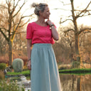 Jupe Tao double gaze de coton vert Sauge - 92cm de hauteur - Quintessence