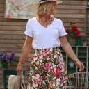 Jupe Tina coton fleuri kaki - Quintessence