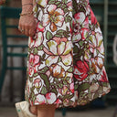 Jupe Tina coton fleuri kaki - Quintessence