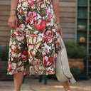 Jupe Tina coton fleuri kaki - Quintessence