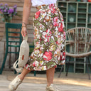 Jupe Tina coton fleuri kaki - Quintessence