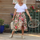 Jupe Tina coton fleuri kaki - Quintessence