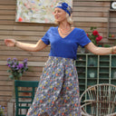 Jupe Tina coton marine fleuri - Quintessence