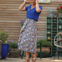 Jupe Tina coton marine fleuri - Quintessence