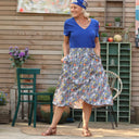 Jupe Tina coton marine fleuri - Quintessence