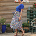 Jupe Tina coton marine fleuri - Quintessence