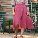 Jupe Tina gaze de coton framboise - Quintessence