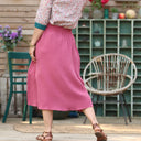 Jupe Tina gaze de coton framboise - Quintessence