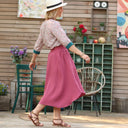 Jupe Tina gaze de coton framboise - Quintessence