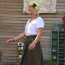 Jupe Tina gaze de coton kaki - Quintessence