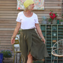 Jupe Tina gaze de coton kaki - Quintessence