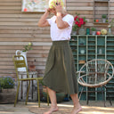 Jupe Tina gaze de coton kaki - Quintessence