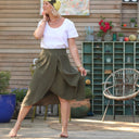 Jupe Tina gaze de coton kaki - Quintessence