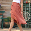 Jupe Tina gaze de coton terracotta orangé - Quintessence