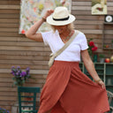 Jupe Tina gaze de coton terracotta orangé - Quintessence