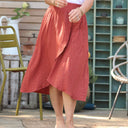 Jupe Tina gaze de coton tomette plumetis or - Quintessence