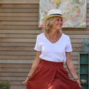 Jupe Tina gaze de coton tomette plumetis or - Quintessence