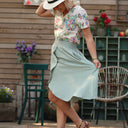 Jupe Tina gaze de coton vert d'eau - Quintessence