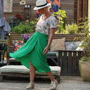 Jupe Tina gaze de coton vert frais - Quintessence